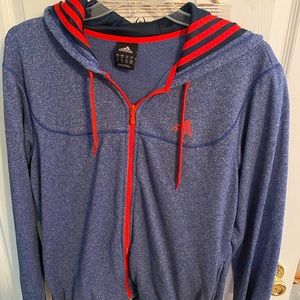 Adidas zip up men’s hoodie, bright accents